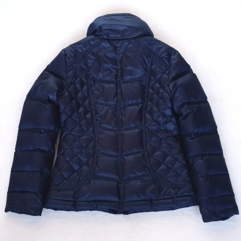 Guess Women’s Navy Blue Quilted Puffer Ski Snow Winter Long Sleeve Coat Small - Picture 14 of 16